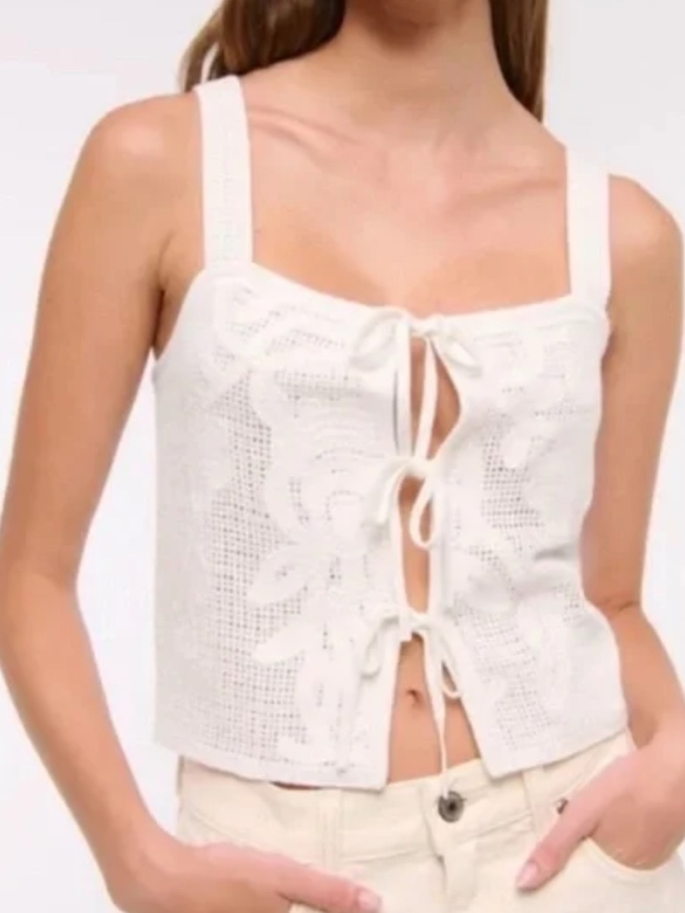 Abercrombie & Fitch Crochet-Style Tie-Front Tank